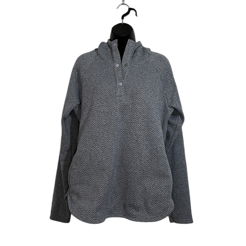 Columbia Fleece Pullover Grey to Lavender 1/4 Snap Hoodie Sz XL